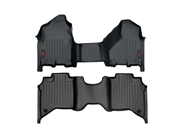 Rough Country Heavy Duty Front and Rear Floor Mats; Black (19-22 RAM 2500 Crew Cab w/ Front Bench Seats)