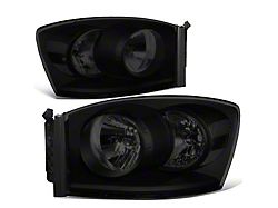 Factory Style Headlights; Black Housing; Smoked Lens (06-08 RAM 1500)