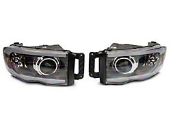 Axial LED Projector Headlights; Black Housing; Clear Lens (03-05 RAM 2500)