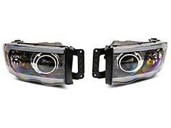 Axial LED Projector Headlights with Sequential LED Bar; Black Housing; Clear Lens (03-05 RAM 2500)