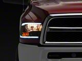 Raxiom Axial Series Headlights with LED Bar; Black Housing; Clear Lens (10-18 RAM 2500 w/ Factory Halogen Non-Projector Headlights)