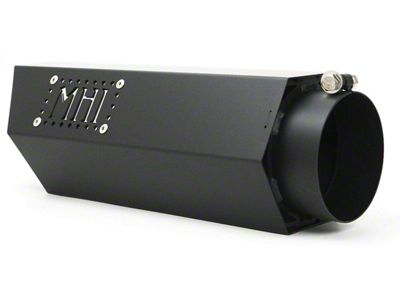 Monster Hook Angled Cut Rolled End Round Exhaust Tip; 5-Inch; Black (Fits 4-Inch Tailpipe)