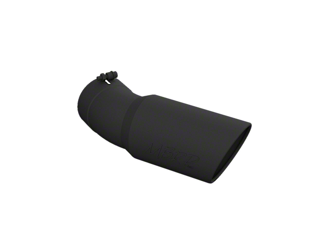 MBRP Angled Cut Rolled End Exhaust Tip; 6-Inch; Black (Fits 5-Inch Tailpipe)