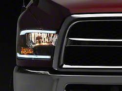 LED Strip Factory Style Headlights; Matte Black Housing; Clear Lens (09-18 RAM 1500 w/ Factory Halogen Headlights)