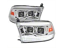 Switchback Sequential Projector Headlights; Chrome Housing; Clear Lens (10-18 RAM 2500 w/ Factory Halogen Headlights)