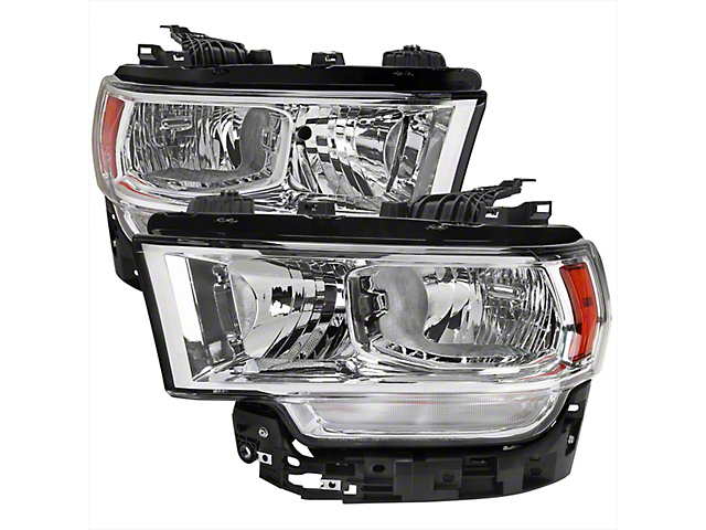 Factory Style Headlights; Chrome Housing; Clear Lens (19-22 RAM 2500 w/ Factory Halogen Headlights)