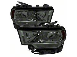 Factory Style Headlights; Chrome Housing; Smoked Lens (19-22 RAM 2500 w/ Factory Halogen Headlights)