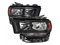 Factory Style Headlights; Matte Black Housing; Clear Lens (19-22 RAM 2500 w/ Factory Halogen Headlights)
