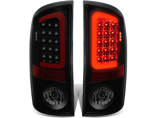 Red C-Bar LED Tail Lights; Black Housing; Smoked Lens (07-09 RAM 2500)