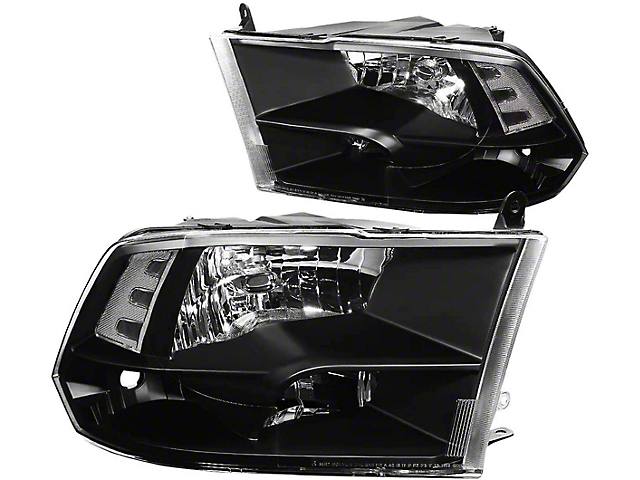 Factory Style Headlights; Chrome Housing; Smoked Lens (10-18 RAM 2500 Factory Halogen Quad Headlights)