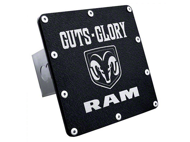 Guts Glory RAM Class III Hitch Cover; Rugged Black (Universal; Some Adaptation May Be Required)