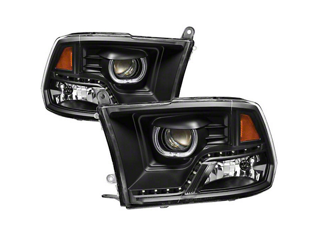 LED Halo Projector Headlights; Black Housing; Clear Lens (10-18 RAM 2500 w/ Factory Halogen Non-Projector Headlights)