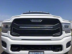 Royalty Core RC4X Layered Upper Replacement Grille with 30-Inch Curved LED Light Bar; Satin Black (19-22 RAM 2500 w/ Forward Facing Camera)