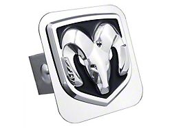 RAM Head Logo Class II Hitch Cover; Chrome/Black Fill (Universal; Some Adaptation May Be Required)