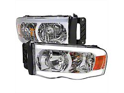 LED Tube Factory Style Headlights; Chrome Housing; Clear Lens (02-05 RAM 1500)