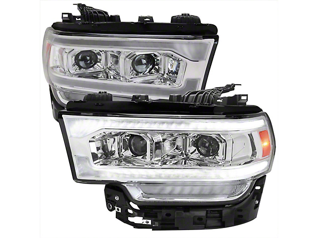 Switchback Sequential LED Turn Signal Projector Headlights; Chrome Housing; Clear Lens (19-22 RAM 2500 w/ Factory Halogen Headlights)