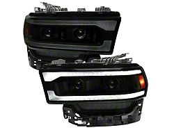 Switchback Sequential LED Turn Signal Projector Headlights; Jet Black Housing; Smoked Lens (19-22 RAM 2500 w/ Factory Halogen Headlights)