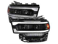 Switchback Sequential LED Turn Signal Projector Headlights; Matte Black Housing; Clear Lens (19-22 RAM 2500 w/ Factory Halogen Headlights)