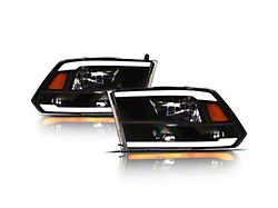 SQ Series Headlights with Sequential Turn Signals; Black Housing; Clear Lens (10-18 RAM 2500 w/ Factory Halogen Non-Projector Headlights)