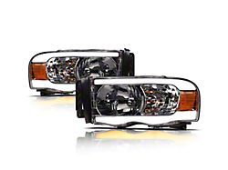 SQ Series Headlights with Sequential Turn Signals; Chrome Housing; Clear Lens (02-05 RAM 1500)
