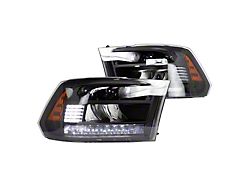 Renegade Series Full LED High/Low Beam Sequential Headlights; Black Housing; Clear Lens (13-18 RAM 1500)