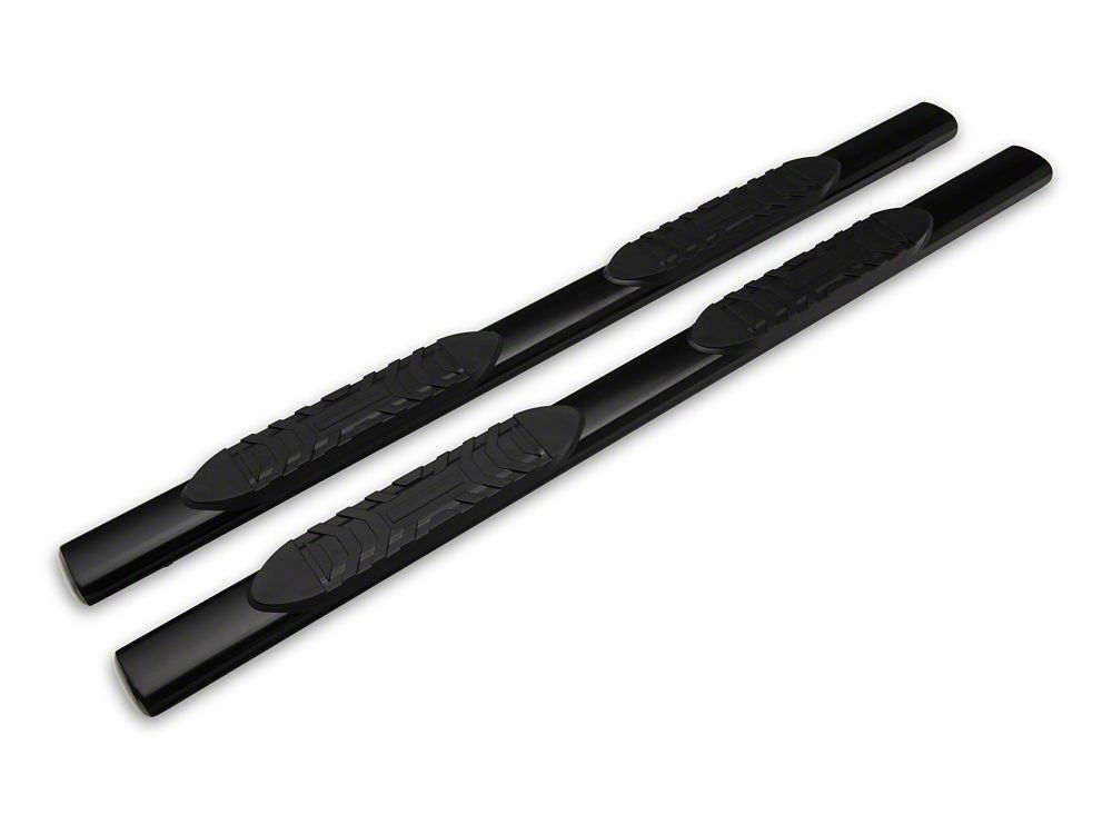 Barricade 5Inch Oval Straight End Side Step Bars; Gloss Black (0309