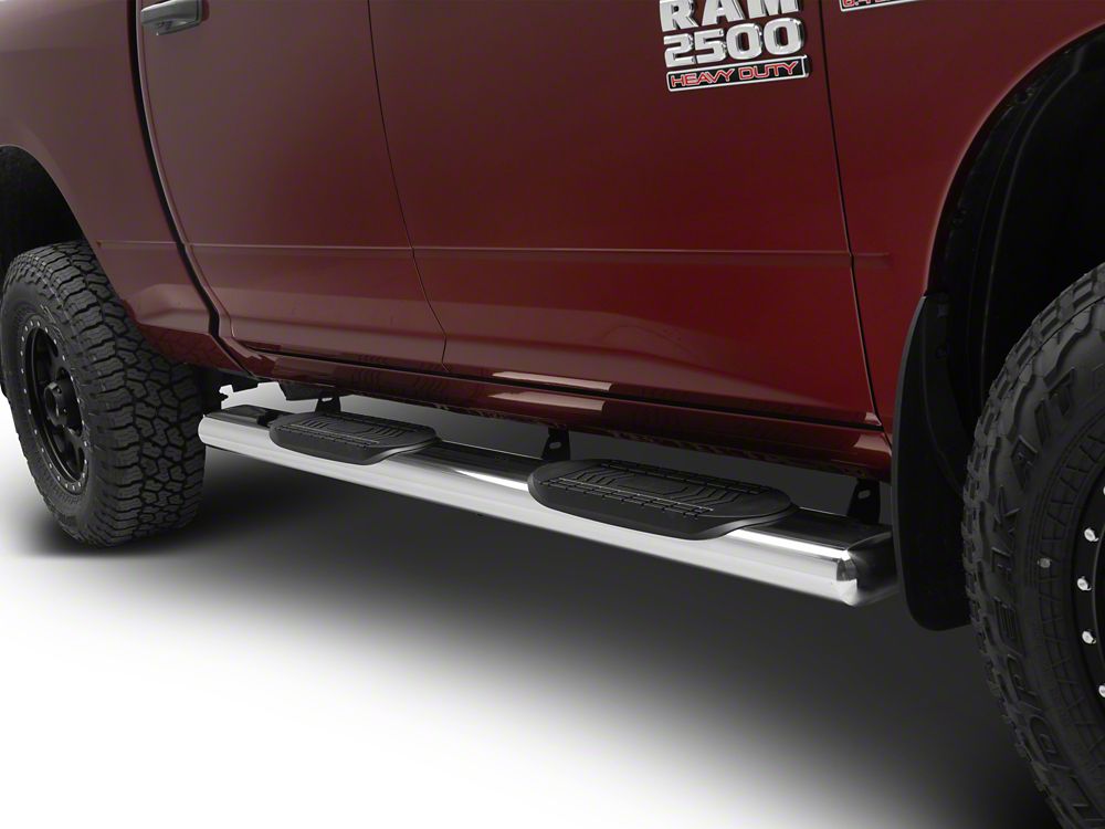 Barricade 6Inch Oval Straight End Side Step Bars; Stainless Steel (10