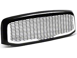 Honeycomb Mesh Upper Replacement Grille with LED DRL Light; Gloss Black (06-09 RAM 2500)