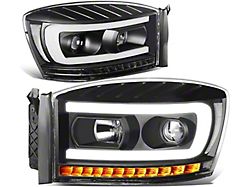 Sequential Turn Signal Projector Headlights; Black Housing; Clear Lens (06-09 RAM 2500)