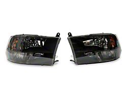 Axial Euro Style Headlights with Dual Bulb; Black Housing; Clear Lens (10-18 RAM 2500 w/ Factory Halogen Non-Projector Headlights)