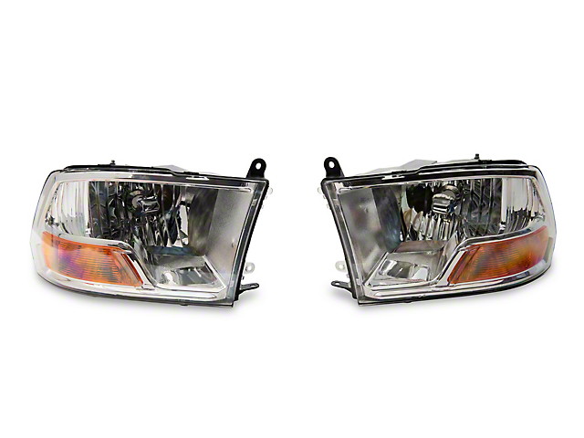 Axial OEM Style Replacement Headlights with Single Bulb; Chrome Housing; Clear Lens (10-18 RAM 2500 w/ Factory Halogen Non-Projector Headlights)