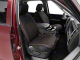 Waterproof Leather Front and Rear Seat Covers; Black and Red (09-26 RAM 3500 Crew Cab)