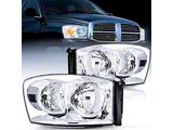 OE Style Headlights with Clear Reflector; Chrome Housing; Clear Lens (06-09 RAM 3500)