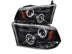 LED Halo Projector Headlights; Black Housing; Clear Lens (10-18 RAM 2500 w/ Factory Halogen Non-Projector Headlights)
