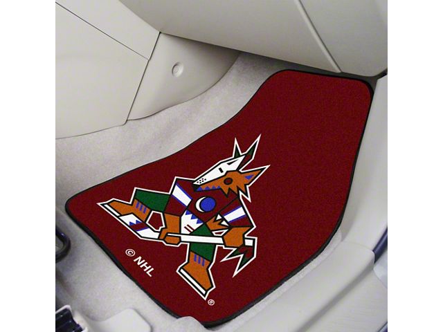 Carpet Front Floor Mats with Arizona Coyotes Logo; Black (Universal; Some Adaptation May Be Required)