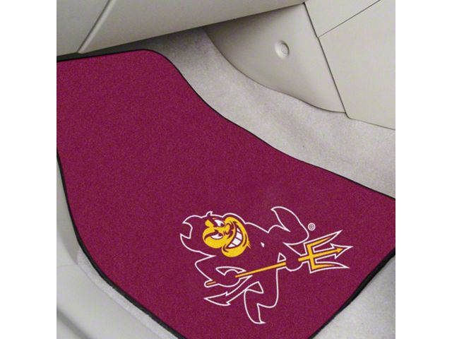 Carpet Front Floor Mats with Arizona State University Logo; Maroon (Universal; Some Adaptation May Be Required)