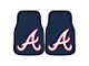 Carpet Front Floor Mats with Atlanta Braves Logo; Blue (Universal; Some Adaptation May Be Required)
