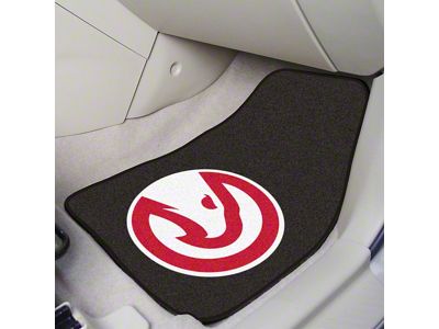 Carpet Front Floor Mats with Atlanta Hawks Logo; Red (Universal; Some Adaptation May Be Required)
