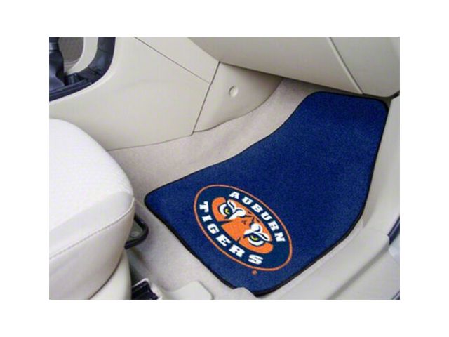 Carpet Front Floor Mats with Auburn University Logo; Navy (Universal; Some Adaptation May Be Required)