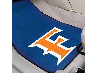 Carpet Front Floor Mats with Cal State-Fullerton Logo; Blue (Universal; Some Adaptation May Be Required)