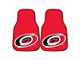Carpet Front Floor Mats with Carolina Hurricanes Logo; Red (Universal; Some Adaptation May Be Required)