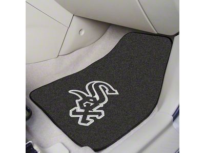 Carpet Front Floor Mats with Chicago White Sox Logo; Black (Universal; Some Adaptation May Be Required)