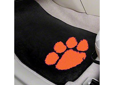 Carpet Front Floor Mats with Clemson University Logo; Black (Universal; Some Adaptation May Be Required)