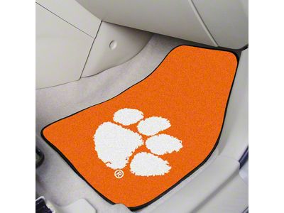 Carpet Front Floor Mats with Clemson University Logo; Orange (Universal; Some Adaptation May Be Required)