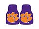 Carpet Front Floor Mats with Clemson University Logo; Purple (Universal; Some Adaptation May Be Required)