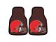 Carpet Front Floor Mats with Cleveland Browns Logo; Brown (Universal; Some Adaptation May Be Required)