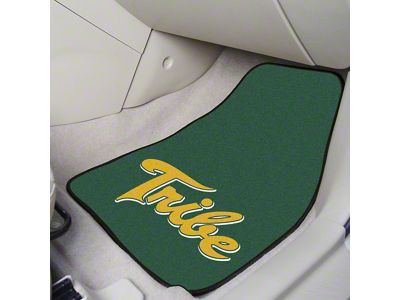 Carpet Front Floor Mats with College of William and Mary Logo; Green (Universal; Some Adaptation May Be Required)