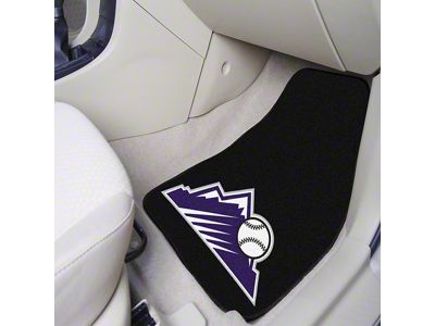 Carpet Front Floor Mats with Colorado Rockies Logo; Black (Universal; Some Adaptation May Be Required)