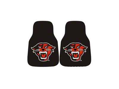 Carpet Front Floor Mats with Davenport University Logo; Black (Universal; Some Adaptation May Be Required)