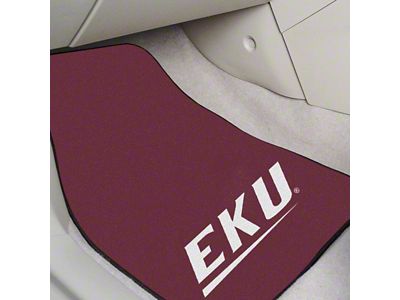 Carpet Front Floor Mats with Eastern Kentucky University Logo; Maroon (Universal; Some Adaptation May Be Required)